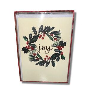 15 “Joy” Glitter Wreath Holiday Greeting Cards